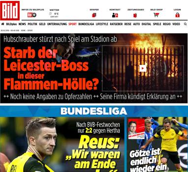 La Bild in Germania parla di “inferno di fiamme” per la tragica fine del presidente 